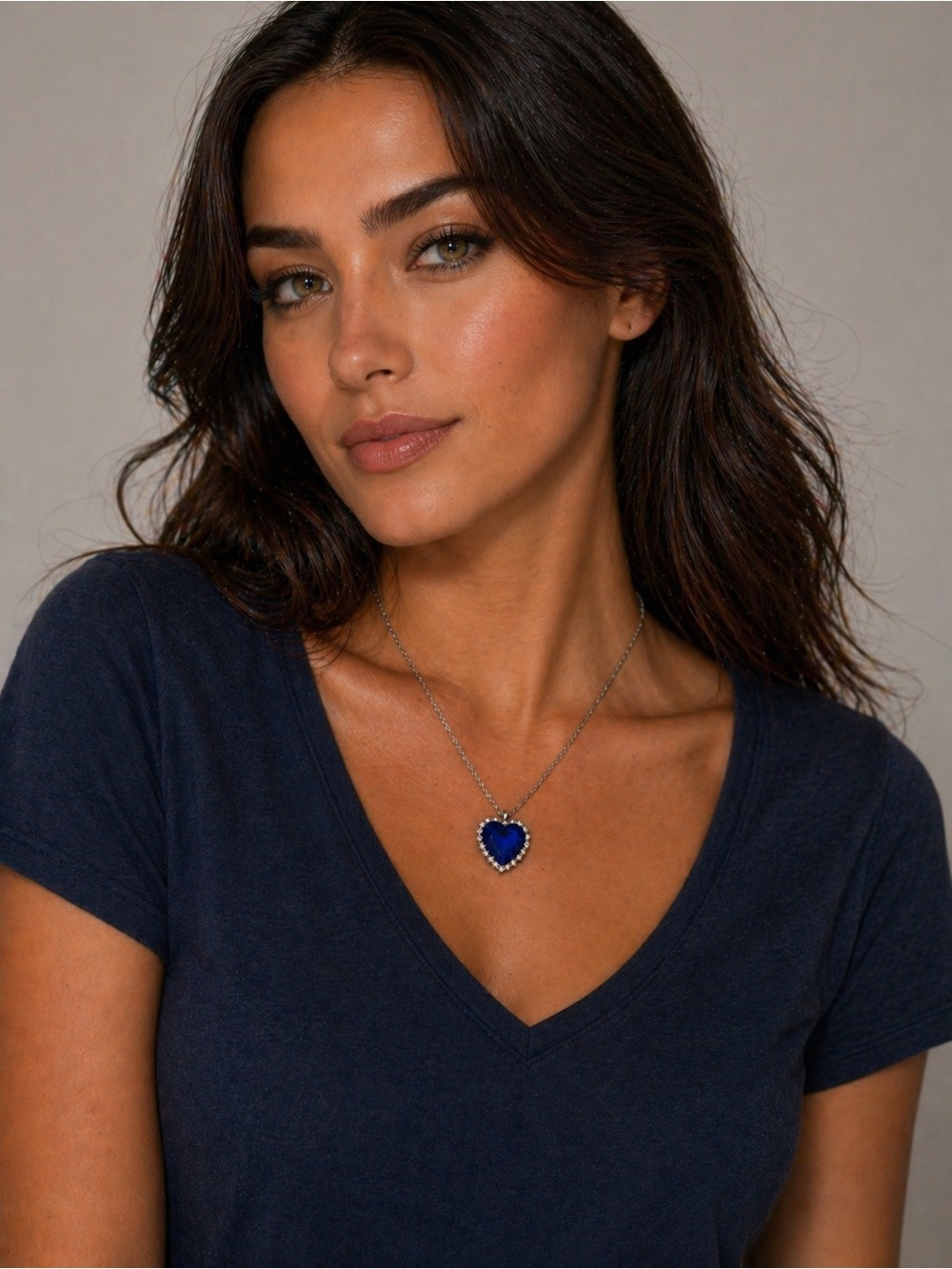 Blue Stack or Perfect Solo! Multi-Strand + Heart Pendant Set - Picture 5 of 5